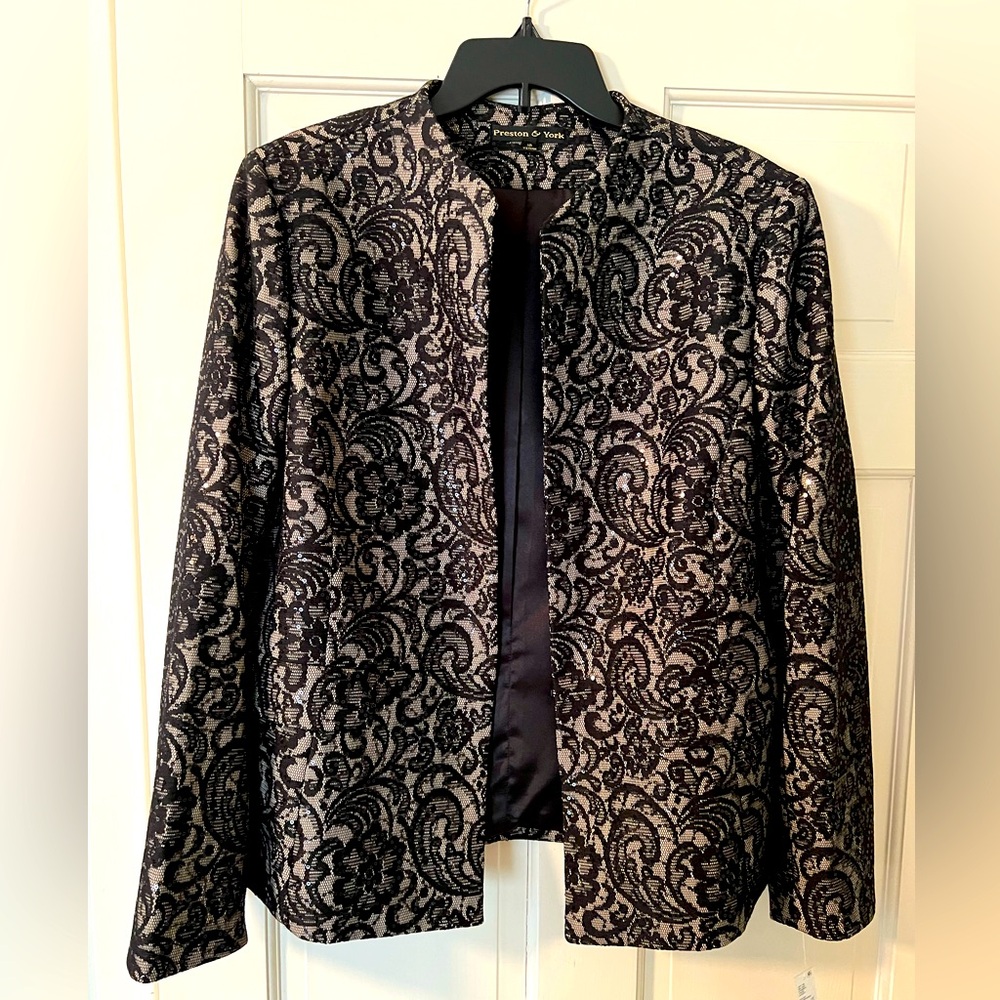 Preston & York, Black lace overlay jacket, Size 18, NWT